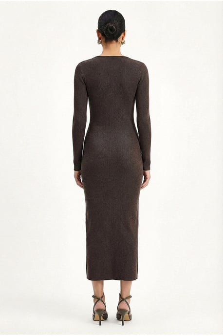 Båtkrage Bodycon Midi Klänning med Drapering Detalj - Image 5