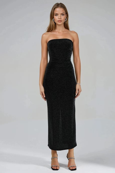 Glittrig Off-Shoulder Bodycon Maxiklänning - Image 4