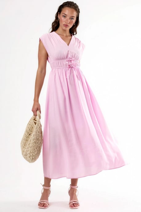 V-hals Midi Jurk met Strikdetails - Image 1