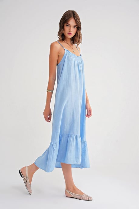 Midi Muslin Jurk met Rimpeldetail - Image 2