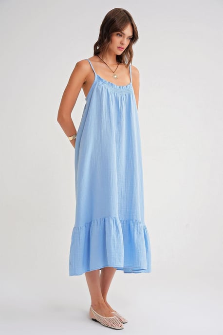 Midi Muslin Jurk met Rimpeldetail - Image 3