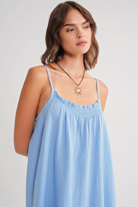 Midi Muslin Jurk met Rimpeldetail - Image 4
