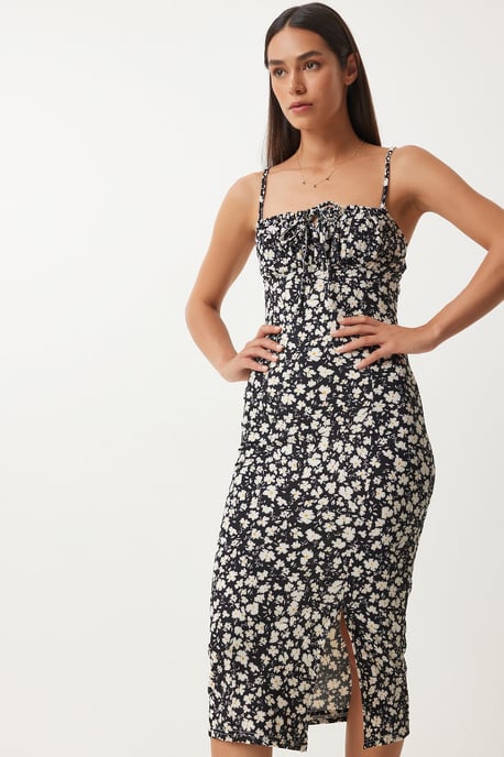 Bloemen Bodycon Midi-Jurk met Splits - Image 5