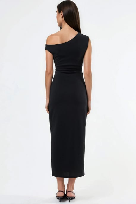 Asymmetrische Kraag Midi-jurk met Accessoire-details - Image 3