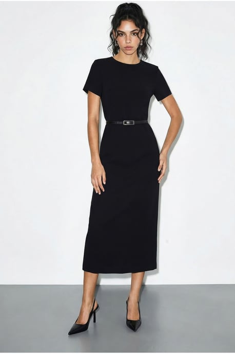 Geveste Midi-jurk met Ronde Hals - Image 2