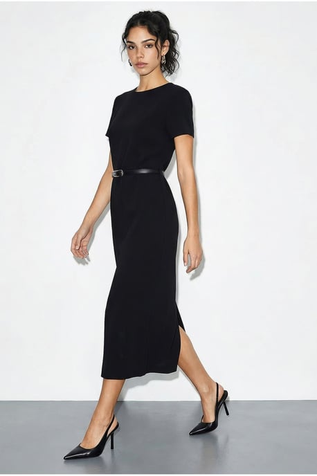 Geveste Midi-jurk met Ronde Hals - Image 3