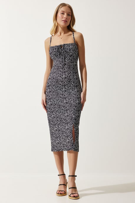Bloemige Bodycon Midi-jurk met Splits - Image 1