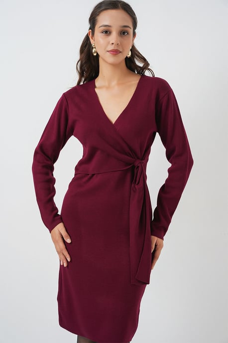 Bodycon Midi-jurk met V-hals en striksluiting - Image 1