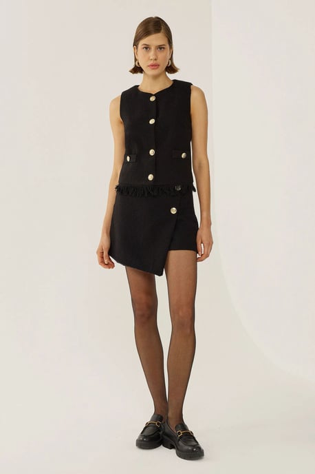 Button Detailed Tweed Vest - Image 2