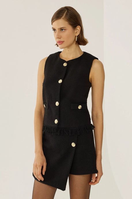 Button Detailed Tweed Vest - Image 3