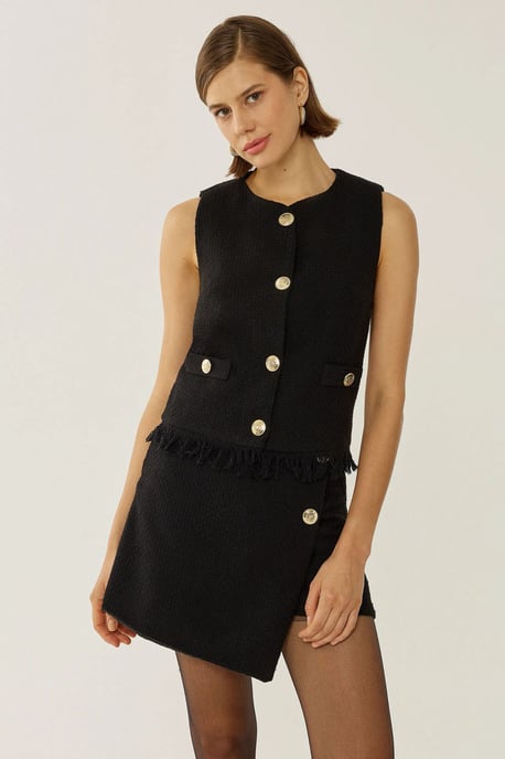 Button Detailed Tweed Vest - Image 4