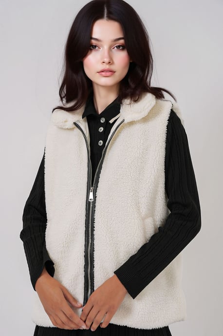 Faux Bont Pailletten Zip Vest - Image 2