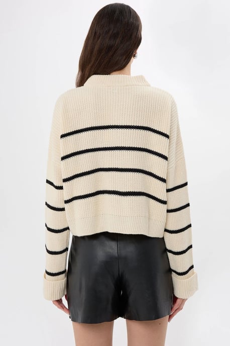 Striped Zippered Knit Sweater - Image 5