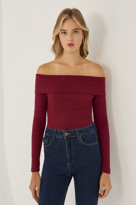 Off Shoulder Jersey Top - Image 1