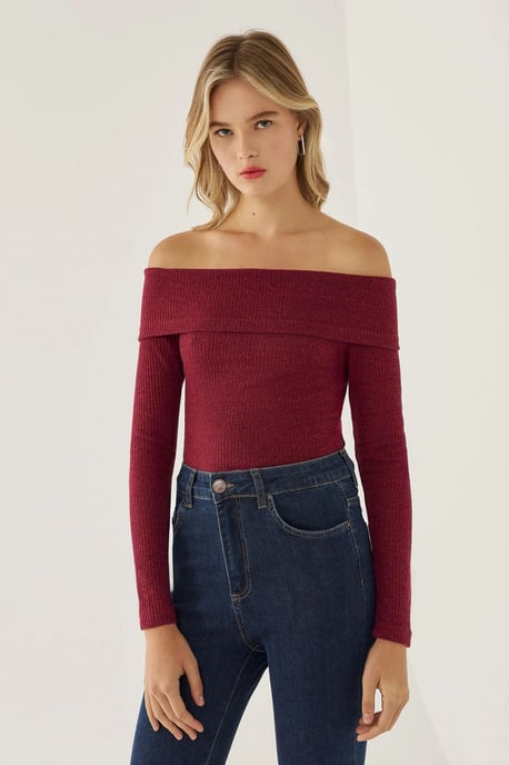 Off Shoulder Jersey Top - Image 3