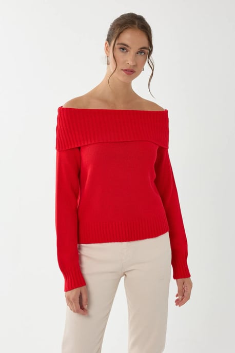 Off Shoulder Knit Sweater - Image 1