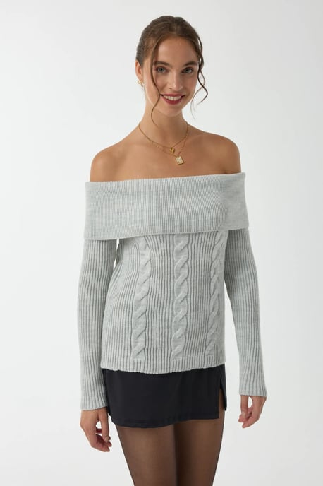Off-Shoulder Gebreide Trui - Image 3