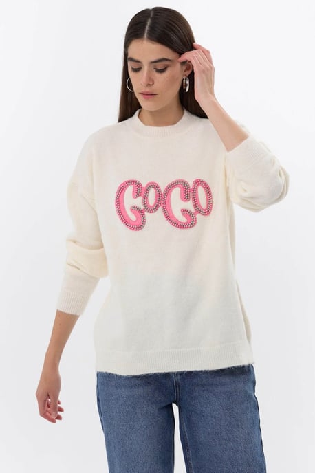 Stone-Embellished Knitted Sweater - Image 2
