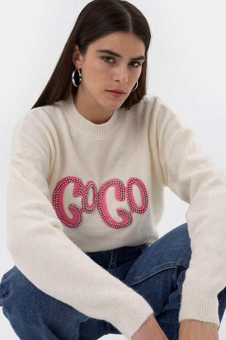 Stone-Embellished Knitted Sweater - Image 3