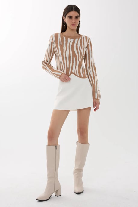 Zebra Print Crew Neck Sweater - Image 2