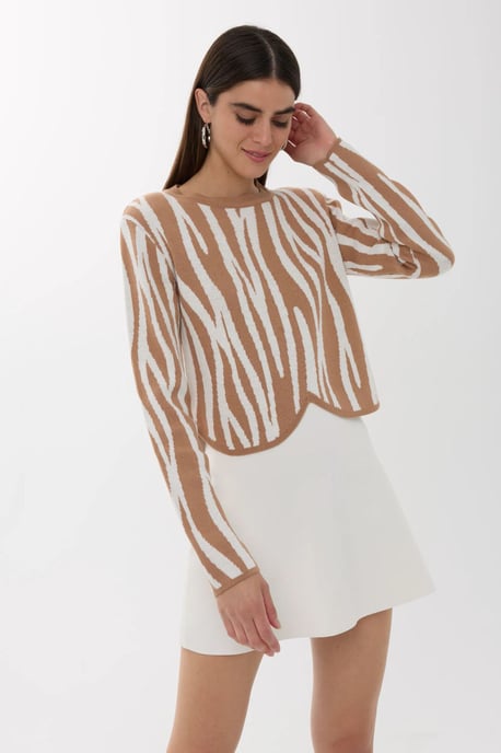 Zebra Print Crew Neck Sweater - Image 3
