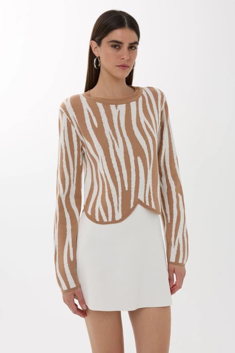 Zebra Print Crew Neck Sweater - Image 4