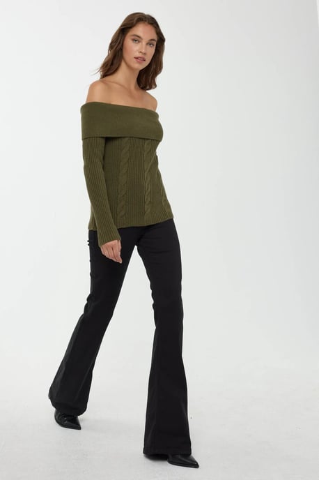 Off-Shoulder Stickad Tröja - Image 3