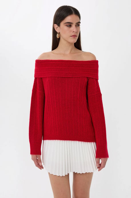 Off-Shoulder Knitted Sweater - Image 3