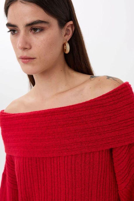 Off-Shoulder Knitted Sweater - Image 4