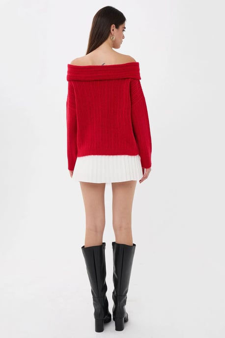 Off-Shoulder Knitted Sweater - Image 5