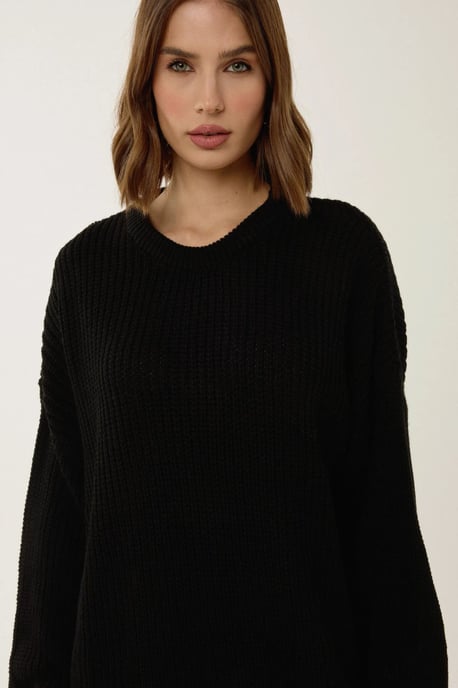 Avslappnad passform crew neck mini triko klänning - Image 3