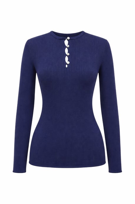 Knappdetaljerad Crew Neck Tröja - Image 1