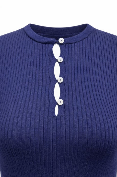 Knappdetaljerad Crew Neck Tröja - Image 2