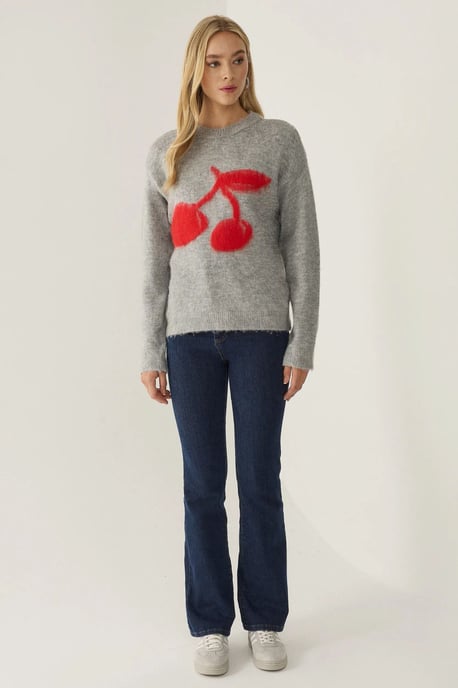 Relaxed Fit Cherry Detail Sweater - Image 3