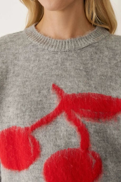 Relaxed Fit Cherry Detail Sweater - Image 5