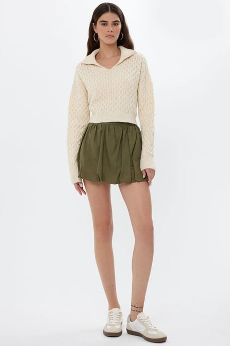 Textured Knitted Sweater with Shirt Collar - Image 2