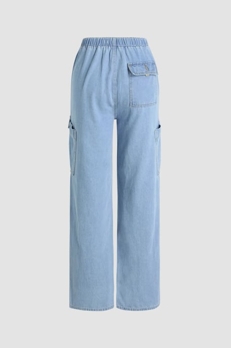 Elastic Waist Cargo Jeans - Image 3