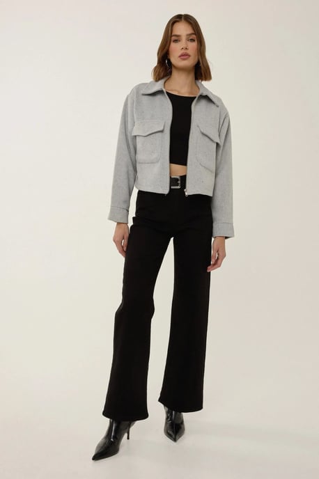 Zippered Jacket with Shirt Collar - Image 2