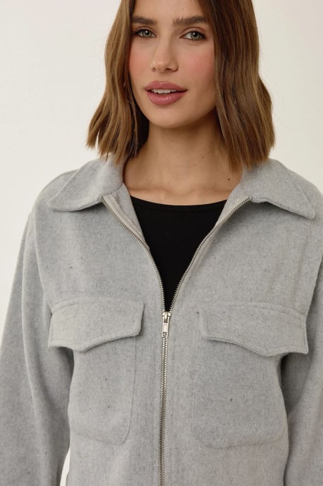 Zippered Jacket with Shirt Collar - Image 4