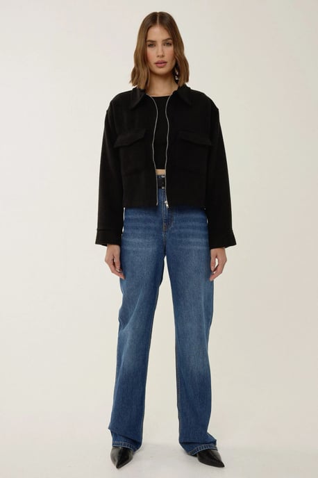 Zippered Jacket with Shirt Collar - Image 2