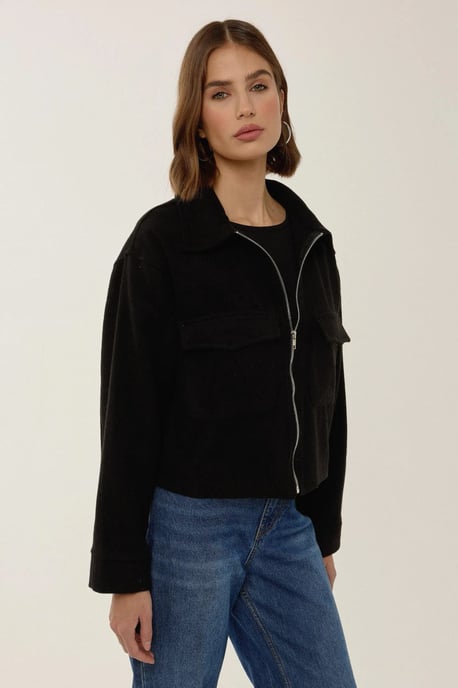 Zippered Jacket with Shirt Collar - Image 4