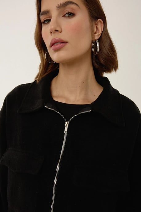 Zippered Jacket with Shirt Collar - Image 5