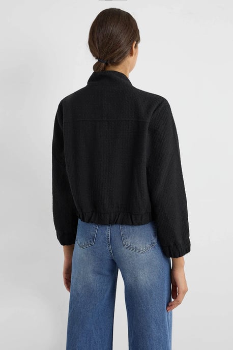 Tweed Round Neck Jacket with a Pocket Detail - Image 4
