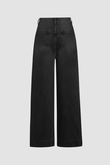 Washed Effect Wide Leg Denim Jeans - Image 2