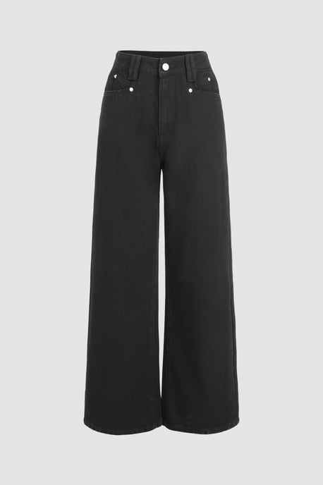 High Waist Wide Leg Denim Jeans - Image 1