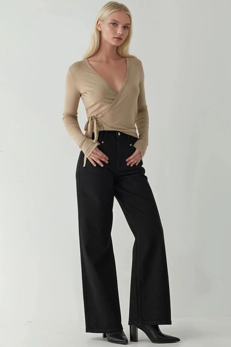 High Waist Wide Leg Denim Jeans - Image 2