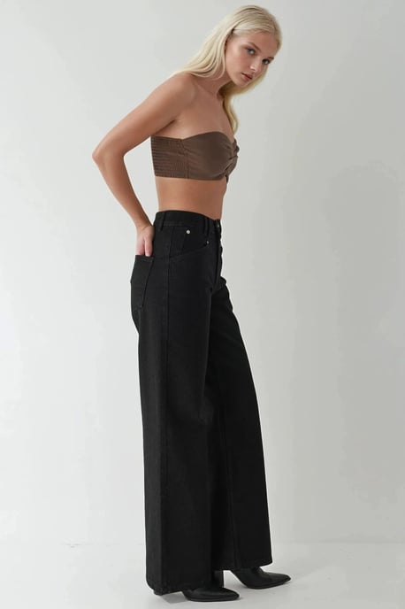 High Waist Wide Leg Denim Jeans - Image 3