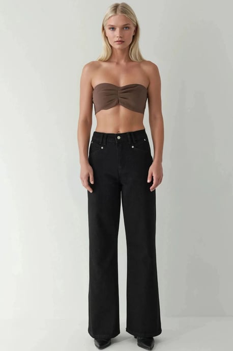 High Waist Wide Leg Denim Jeans - Image 4