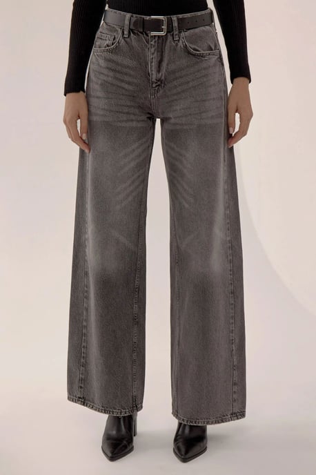 Washed Effect Wide Leg Jeans - Image 2