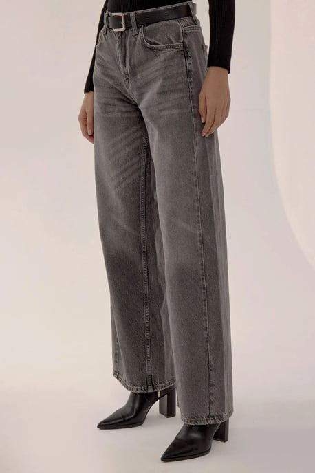 Washed Effect Wide Leg Jeans - Image 3